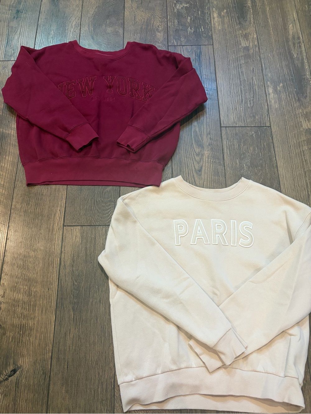 Paris Embroidered Crewneck Sweatshirt and New York Embroidered Crewneck Sweatshi